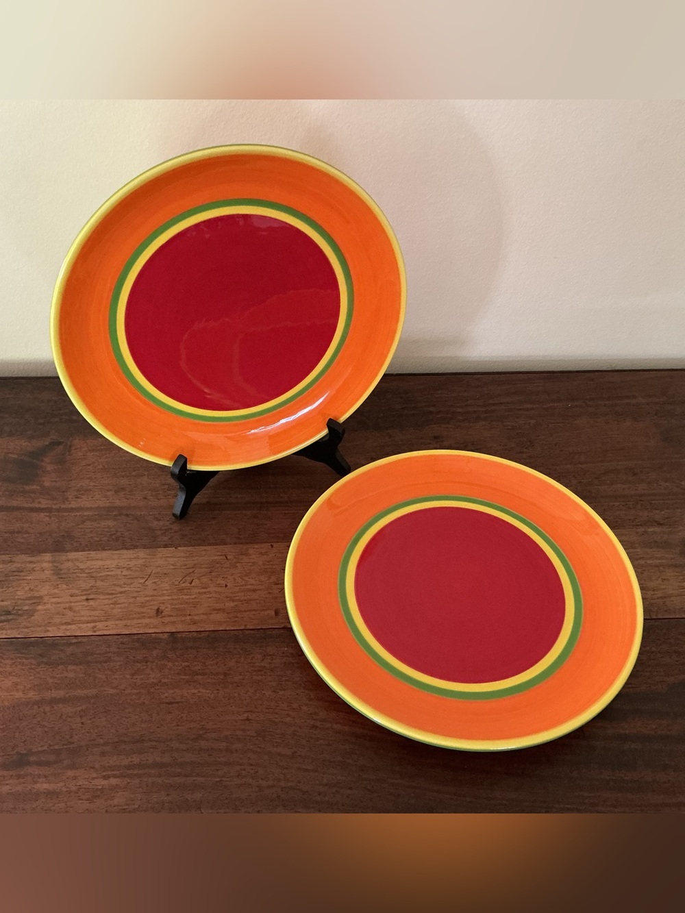 Set of 2 Dansk Caribe Aruba Orange Dinner Plates